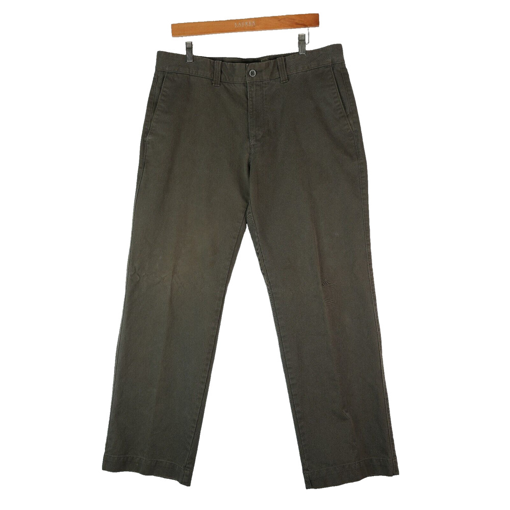 Eddie Bauer Chino Pants Mens 35x32 Straight Leg Cotton‎ Green